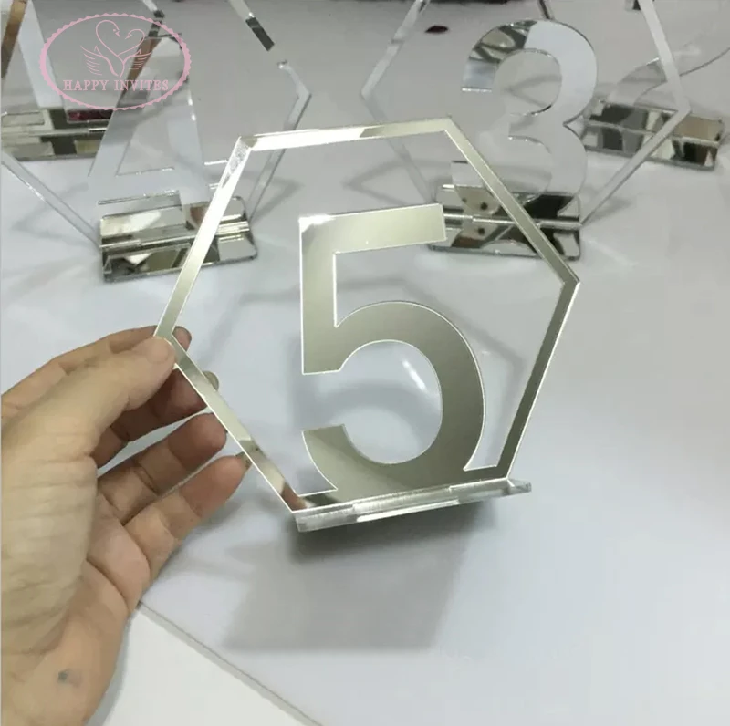 HI9032 акриловый Настольный номер карты серебряное зеркало настольные Номера для