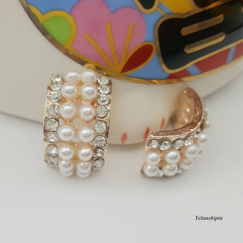 120 шт./лот металлическая жемчужная пуговица с кристаллами для повязки на голову