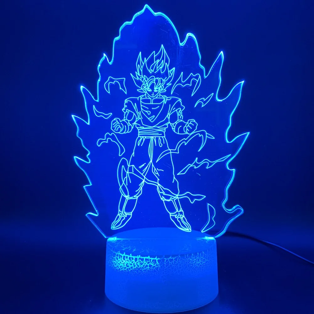 Потрясающая 3D иллюзия светодиодная Ночная лампа Dragon Ball Z Goku Super Saiyan фигурка офисная декоративная лампа подарок для детей
