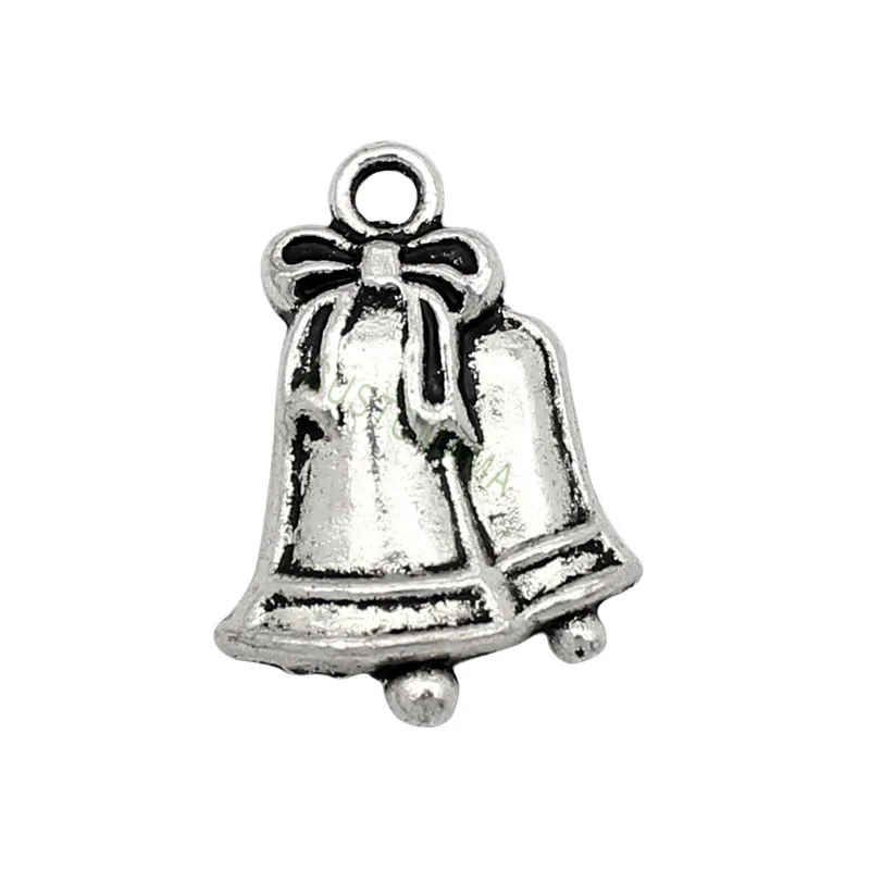 

50pcs-Antique Silver Christmas Bell Charms Pendant 23x17mm