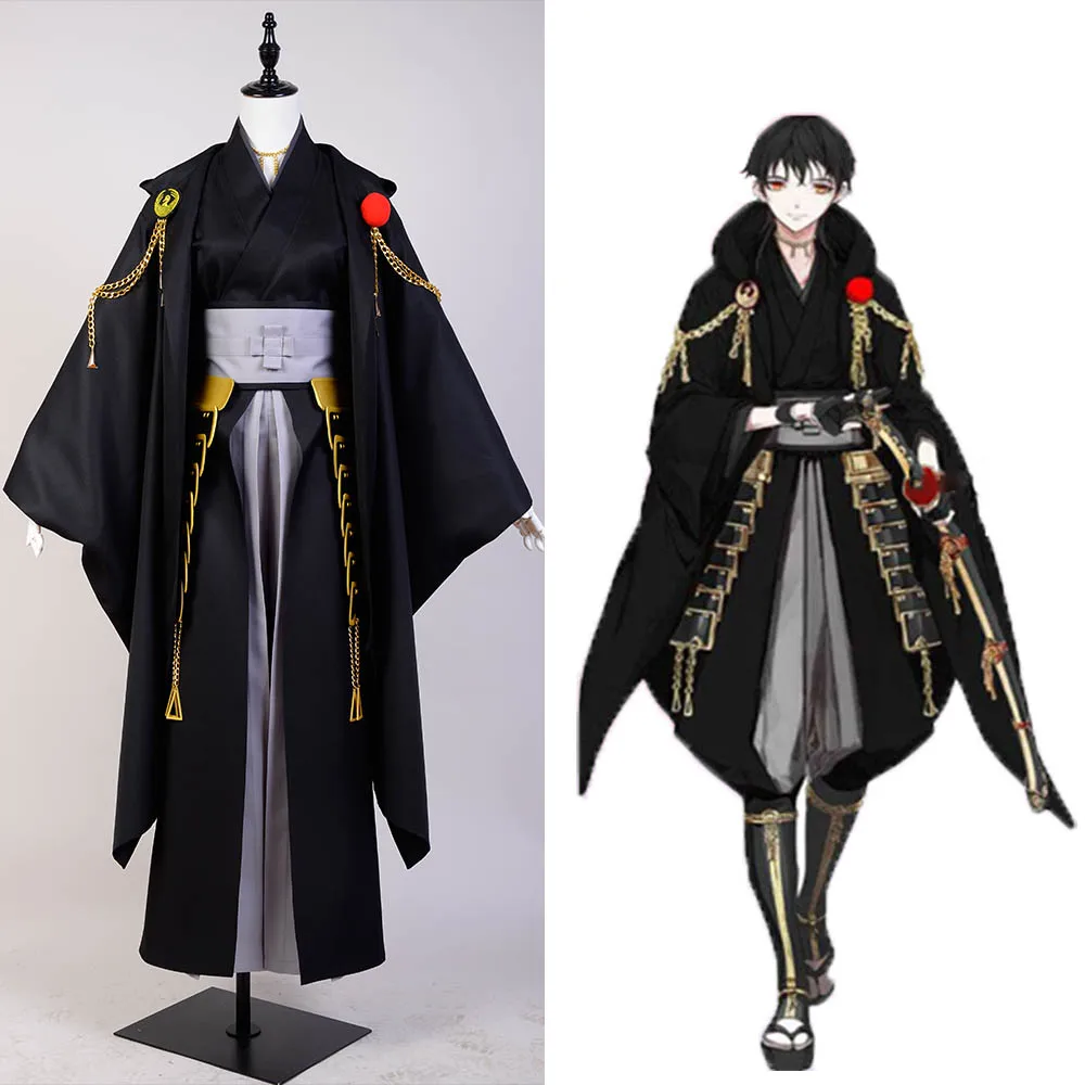 

Touken Ranbu Tsurumaru Kuninaga Black Uniform Kimono Halloween Cosplay Costume Halloween Carnival Full Set