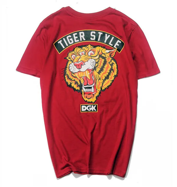 2 DGK мужские футболки высокого качества 19SS кленовые листья DGK голова тигра футболка Уличная Повседневная черная и белая пара DGK топ тройники - Цвет: 2