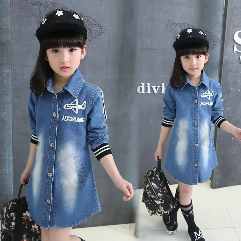 Fashion Denim Jacket For Kids Full Sleeve Outerwear &amp Coats Spring Autumn Babygirl Children Girls Coat Top Clothes | Детская одежда