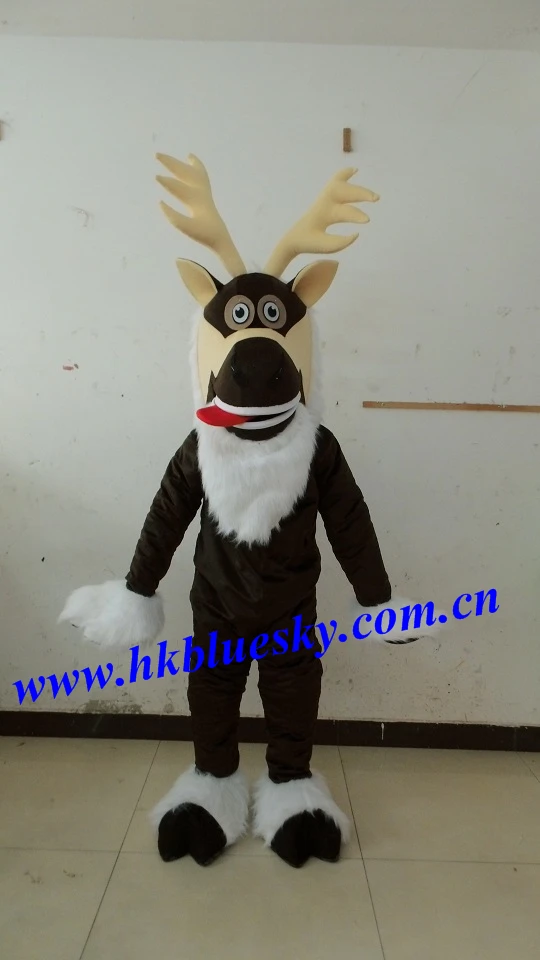 long fur elk mascot costume deer for Christmas stage show | Тематическая одежда и униформа