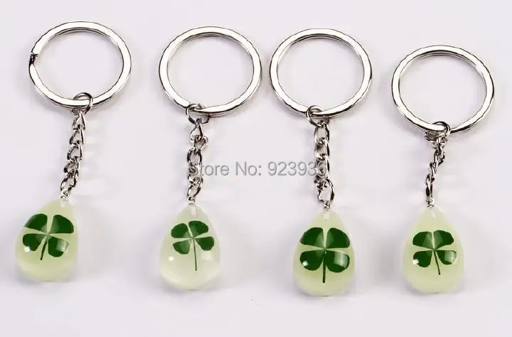 4 шт. светятся в темноте мини прямая четырехлистного клевера нержавеющая сталь