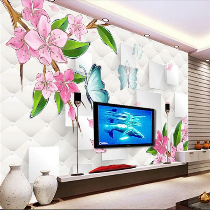 

3D фон для телевизора с изображением персиковой бабочки, на заказ, большие зеленые обои, papel de parede para quarto