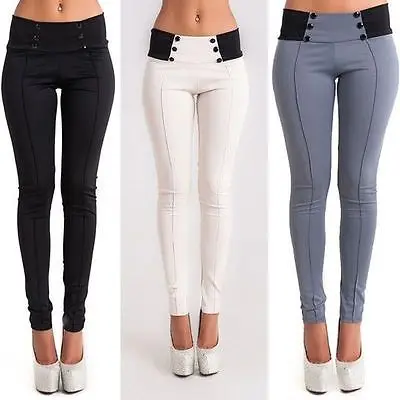 

Fashion Women's Pants Casual Skinny Pants Pencil Stretchy Trousers Gray M