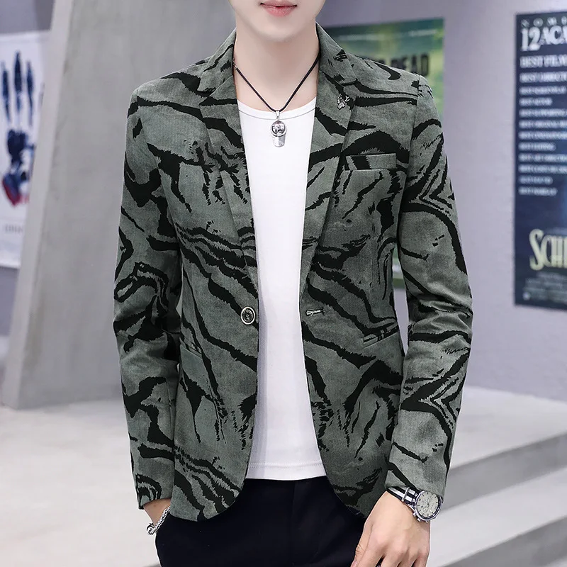 Мужской повседневный Блейзер блестящий наряд приталенное платье камуфляжный