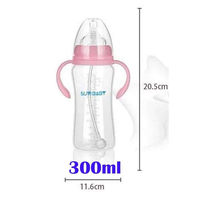 Suvi 300ml Pink 1 шт. детские бутылочки для кормления младенцев, Детские тренировочные чашки для кормления питья, бутылки 240/300 мл - Цвет: Suvi 300ml Pink