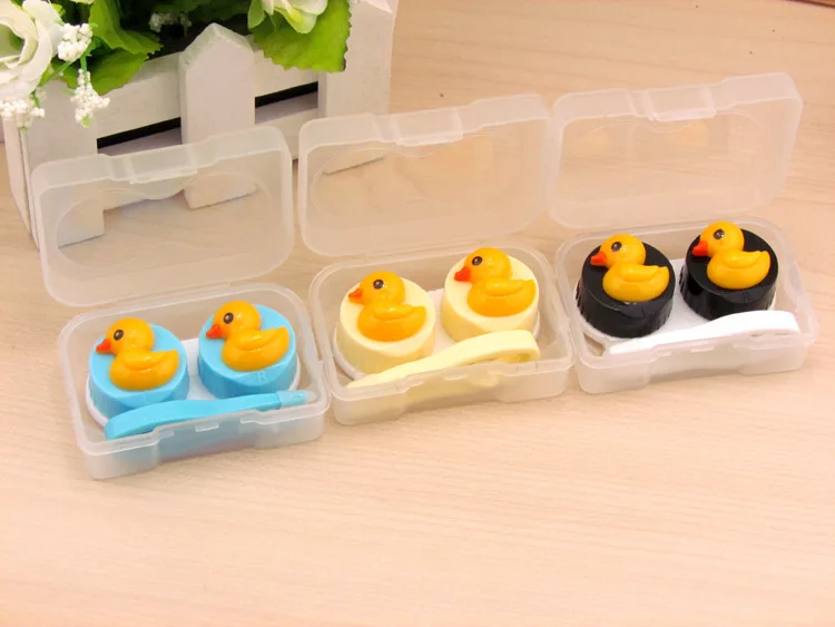 LIUSVENTINA простой милый прозрачный Гладкий чехол с желтой уткой для контактных линз