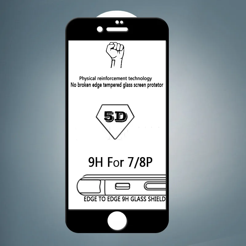 5D полное покрытие холодная резьба пленка из закаленного стекла для iPhone 6 6s 7 8 Plus X