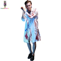 bloodstained mens doctor robe with stethoscopehalloween scary masquerade party men costumezombie screaming white costumes