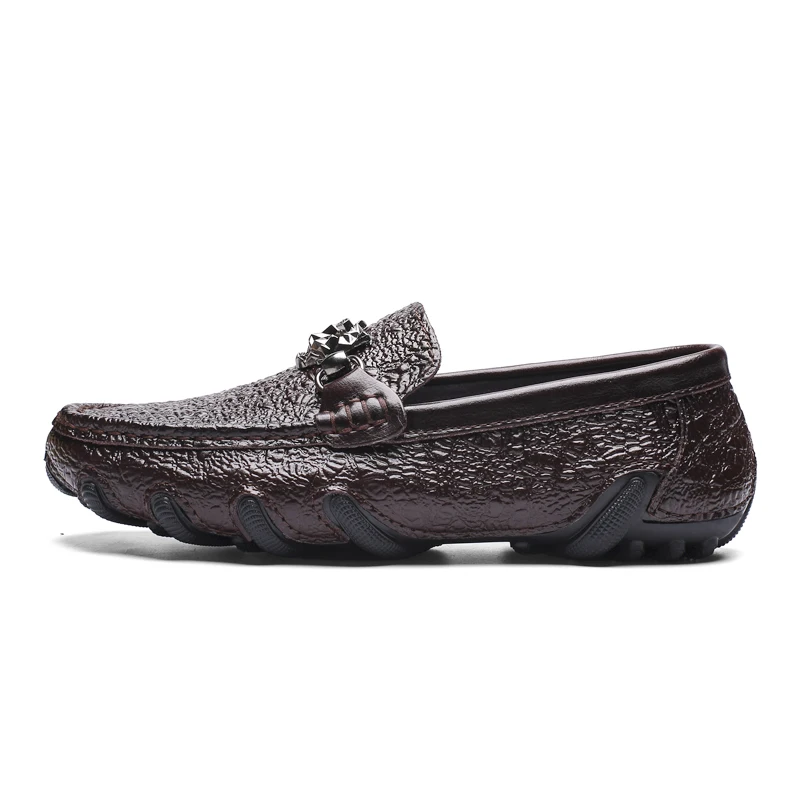 Men Genuine Leather loafer Club Loafer Casual shoes with metal decoration and Great Traction Octopus-like rubber outsole | Обувь