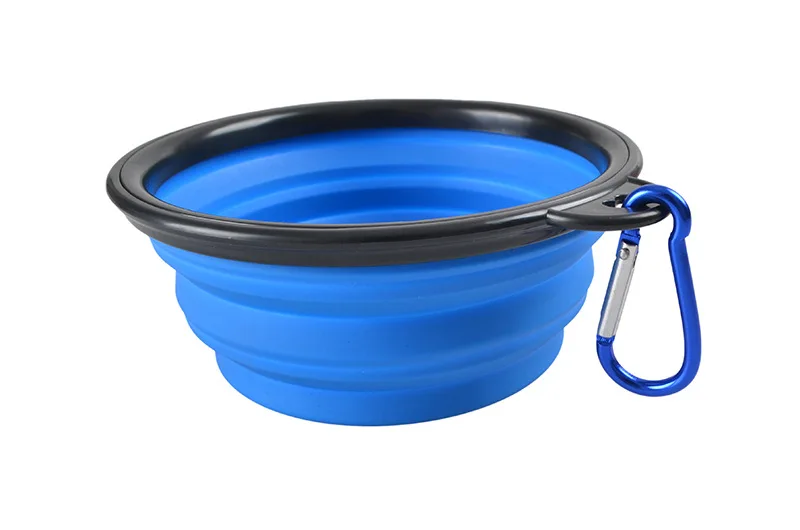 blue Силиконовый складной домашние животные собака чаша Карамельный цвет для путешествий Портативный Щенок Еда контейнер собак подачи воды блюдо миска для питомца - Цвет: blue