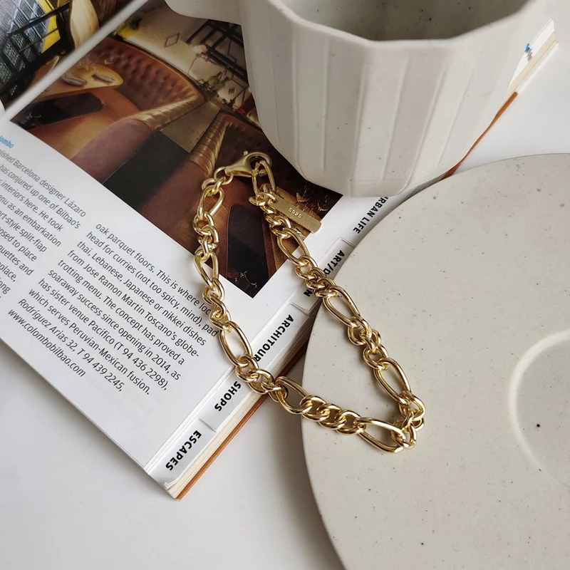 LouLeur 925 sterling silver rude chain bracelets industry style temperament fashionable elegant for women fine jewelry | Украшения и