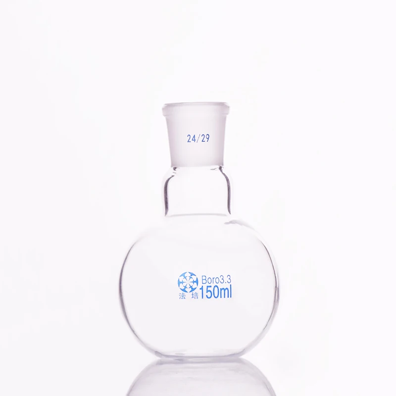Single standard mouth flat-bottomed flask,Capacity 150ml and joint 24/29,Single neck flat flask,Boiling flask