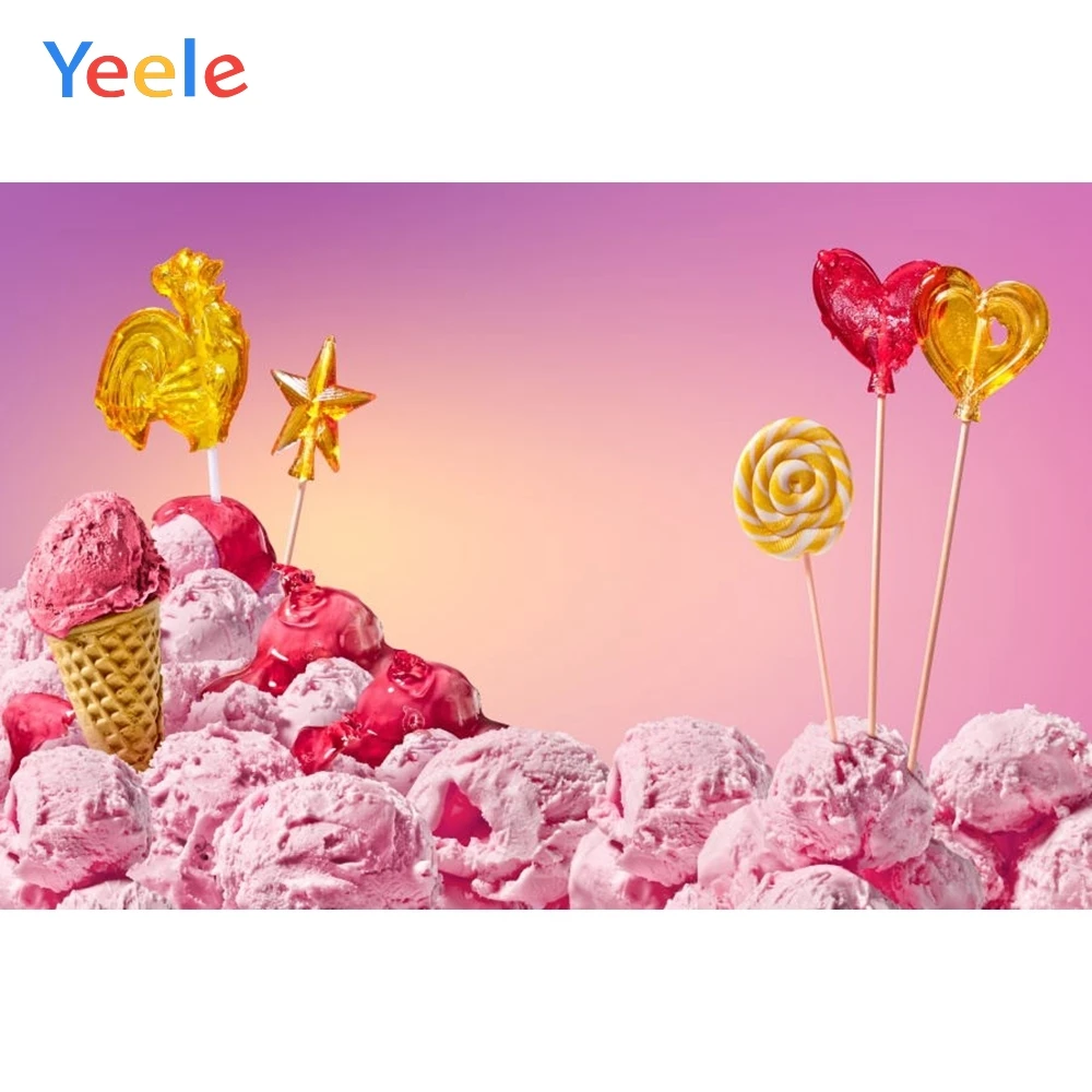 

Yeele Pink Candy Ice Cream Photography Backdrop Children Princess Girl Birthday Party Photographic Background For Photo Studio