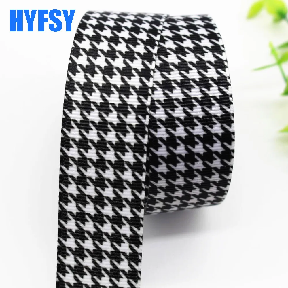 hyfsy 10065 25 mm plover plaid DIY gift packaging headwear handmade materials Sewing fabric Grosgrain ribbons belt | Дом и сад