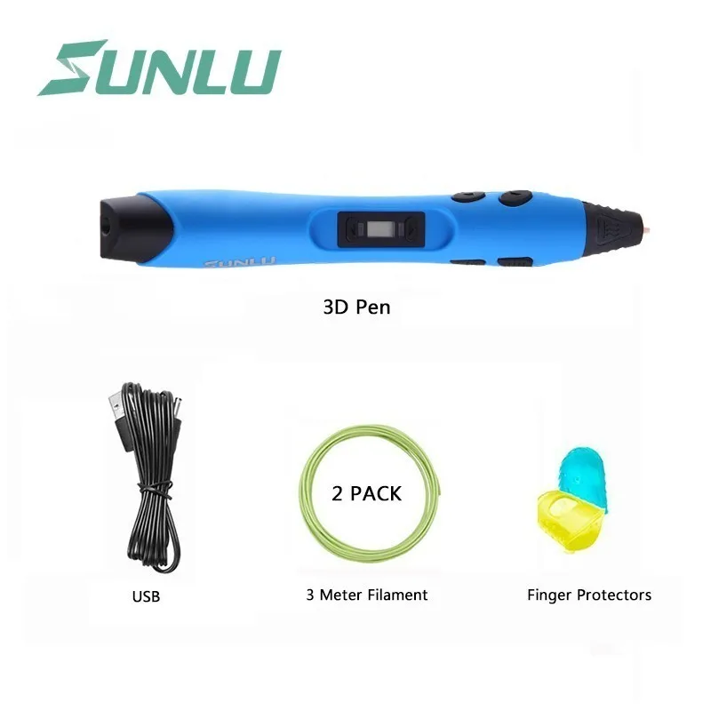 SL-300A-Blue SUNLU 3D Ручка умное Рисование печать Ручка подарок для детей 4 цвета цифровые 3D ручки для рисования SL-300A подарок на день рождения - Цвет: SL-300A-Blue