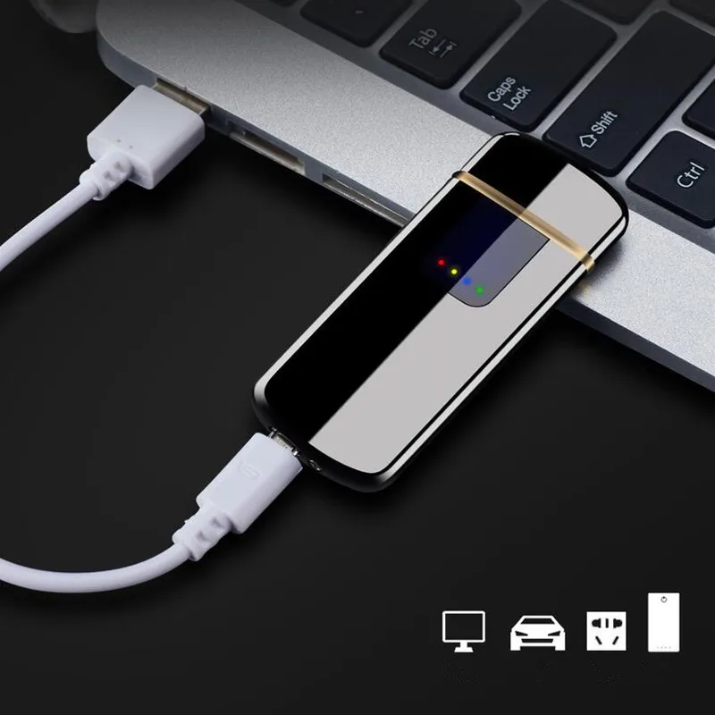 2018 USB Зажигалка сенсорный переключатель ветрозащитный негорящий сигареты для