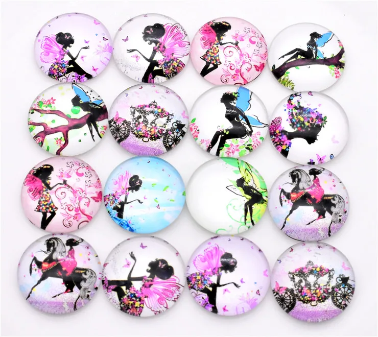 

Hot Sale 10pcs 20mm Mixed Handmade Photo Glass Cabochons (Forest girl series)