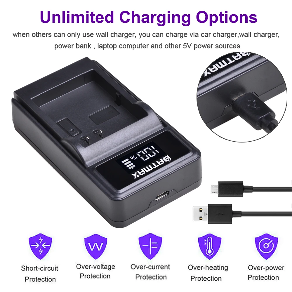 Устройство зарядное Batmax со светодиодный ным дисплеем и USB светильник том для