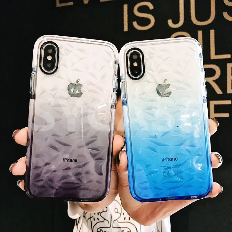 SYCASE Новый Блестящий Градиент прозрачный алмаз шаблон для iPhone 6 S 7 8 Plus X XR Xs Max чехол