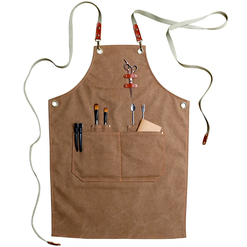 

2019 Bibs Canvas Aprons for Women Men BBQ Chef Home Kitchen Dress Barber Hairdresser Cafe Clean Cook Waiter Custom logo Pinafore