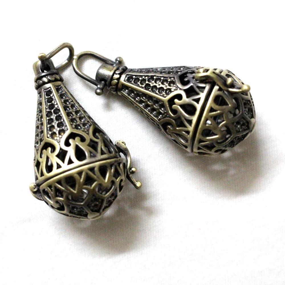 Винтажный Латунный Медальон Teradrop с бронзовым покрытием ажурная Подвеска