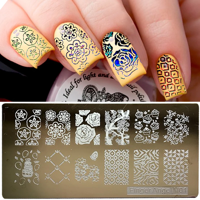 1 Набор/16 шт пластины для штамповки ногтей уплотнитель маникюр Polaco принтер