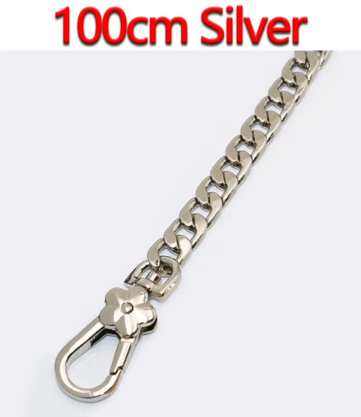 100cm Silver DIY металлическая сменная цепь, наплечная сумка, ремни 9 мм, золото, серебро, черный пистолет, матовая бронза, сумочка, кошелек, ручка, высокое качество - Цвет: 100cm Silver