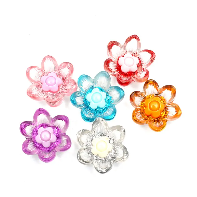 30 шт. смешанные прозрачные полимерные цветы украшения с плоской задней стороной