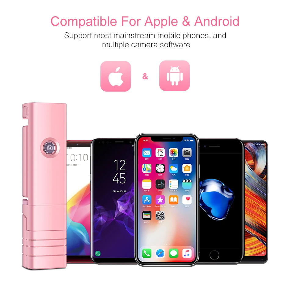RAXFLY Мини-штатив с Bluetooth, селфи-Палка для iPhone, Android, телефона, светодиодный, с дистанционным управлением, ручная селфи-палка, складной монопод