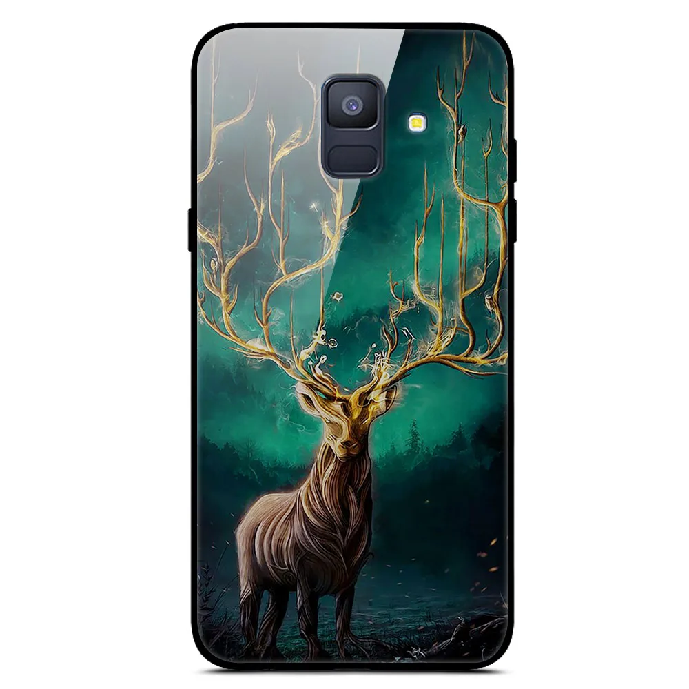 31 Чехол для samsung A6 A 6 из закаленного стекла с изображением планеты и космоса, стеклянный чехол для задней панели для samsung Galaxy A6 A600F с мягким краем - Цвет: 31