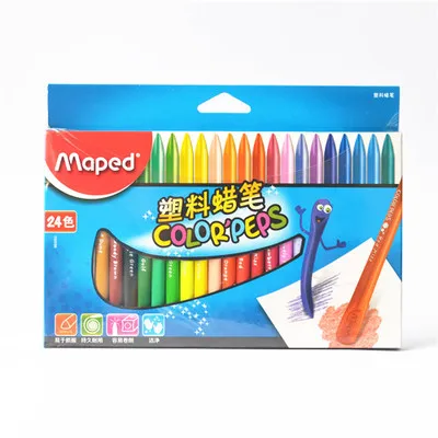 24 Colors Paper Box Maped пластиковый мелок s 12/18/24/36/48 набор Цвет ручки с тригонометрическими фигурами, с рисунком из мультфильма Аниме crayon детский пластиковый мелок - Цвет: 24 Colors Paper Box