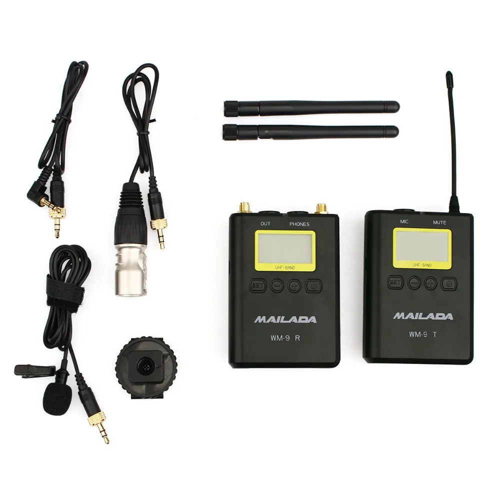 WM 9 UHF беспроводной микрофон петличный нагрудный приемник передатчик для DSLR Canon Sony
