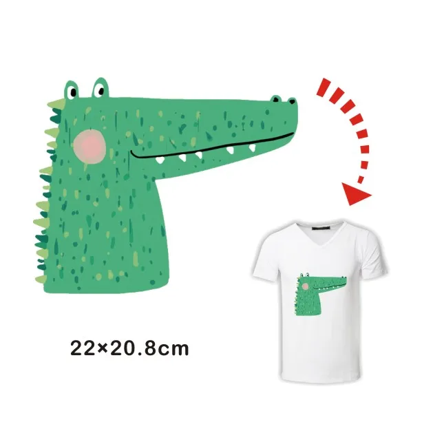 Зеленый Крокодил Наклейки для Малыша Мальчик Мужская Одежда Теплопередачи