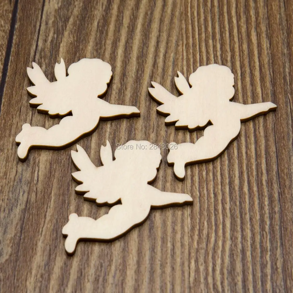 Лазерная резка деревянные украшения в форме ангела украшение из необработанного