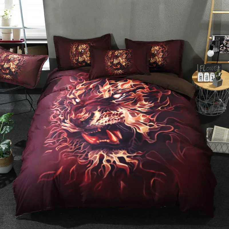 HD Digital Printing 3d Bedding Sets Bed Linens Quit/Duvet Cover Set Sheet 3/4 PCS Queen King Wolf Cat Animals bedcloths | Дом и сад