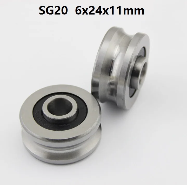100 шт./лот SG20 6x24x11 мм U паз роликовый подшипник колеса шкив шариковый направляющий