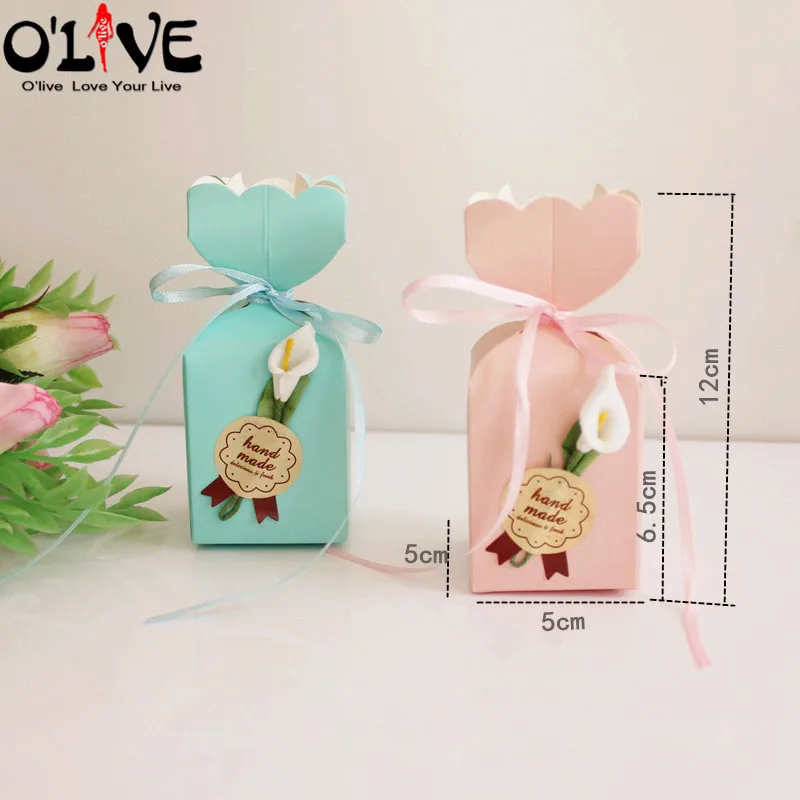50 шт. подарочная коробка в форме вазы конфетная упаковка Calla Baby Shower коробки для