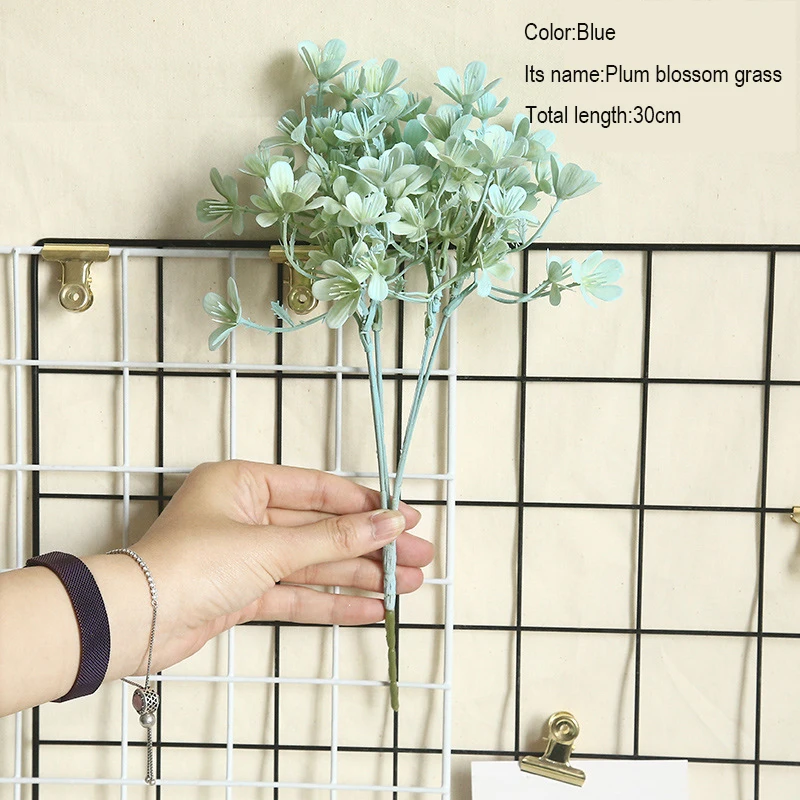 

Artificial Flowers Plastic Plum Grass Branch Fake Flower Photography Green plant Wall wedding decoration Handmade DIY Home Decor