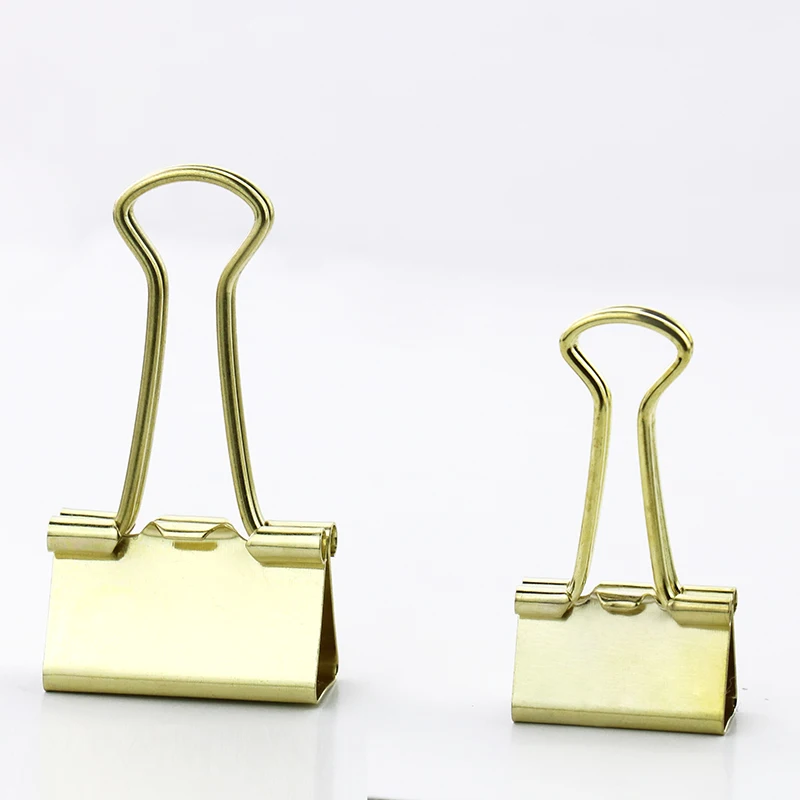 TUTU  Solid Color Gold Metal Binder Clips Notes Letter Paper Clip Office Supplies H0096