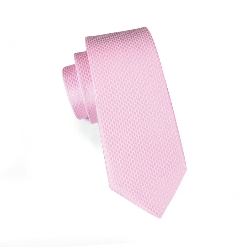 DiBanGu хит продаж светло розовый цвет однотонные мужские галстуки в клетку набор с