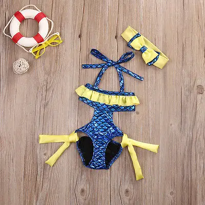 2017 милый детский купальник-бикини для малышей купальный костюм с оборками