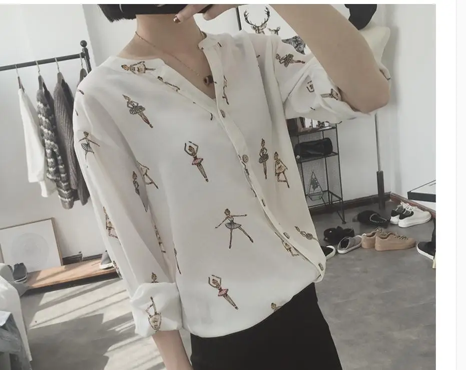 The new girl chiffon long sleeve shirt 2017 of spring clothing |