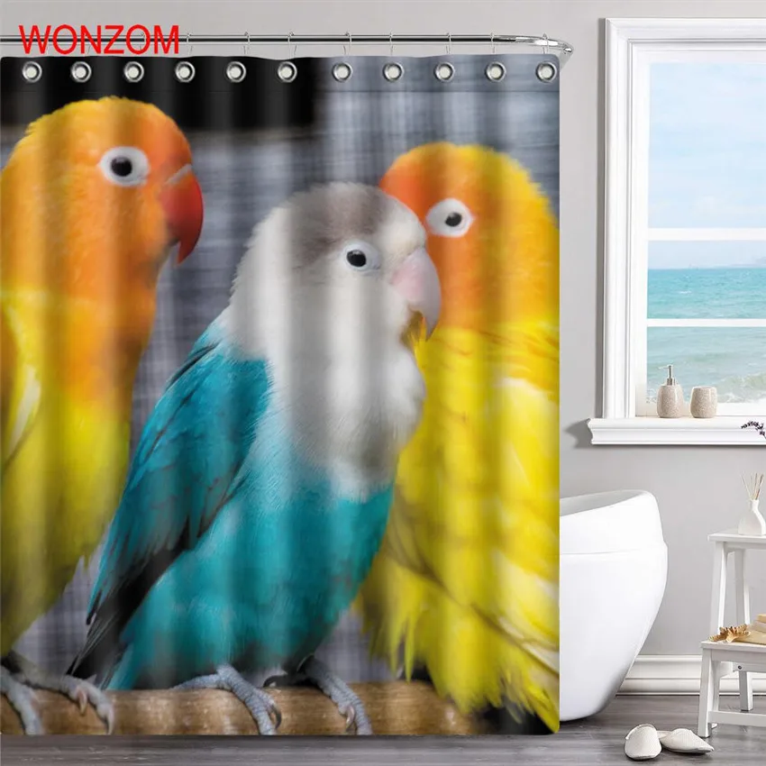 WONZOM Parrot занавески для душа с 12 крючками ванной комнаты декор Современная птица