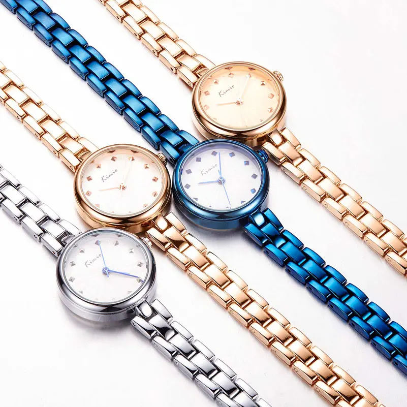 Роскошные женские кварцевые часы от бренда KIMIO с браслетом под платье цвета