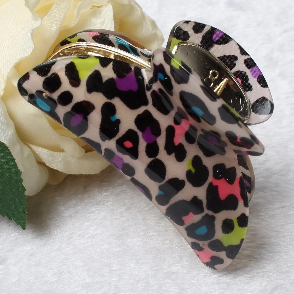 Большой зажим для волос с леопардовым принтом Женский акриловый пластиковый