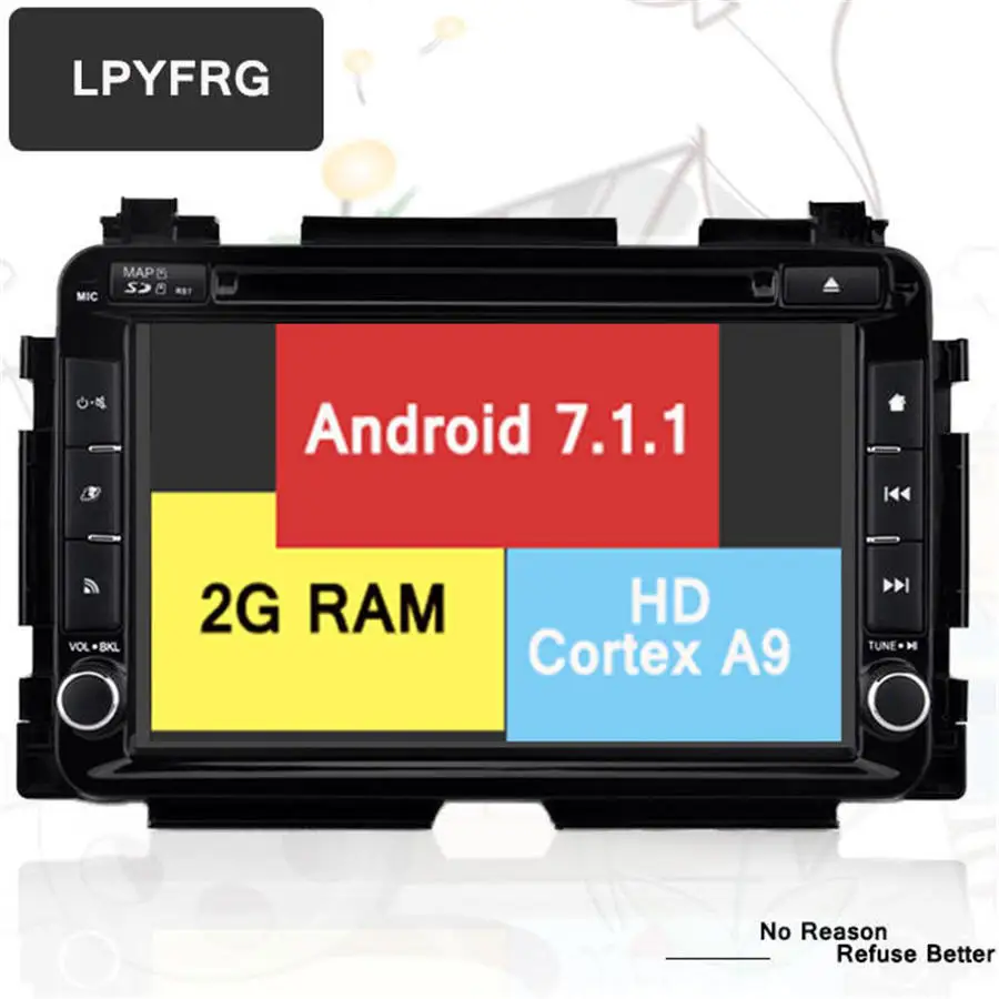 Автомобильный DVD-плеер Touch Quad core 2 Din Android 7 1 для HONDA HRV VEZEL 13-17 дюймов с радио Bluetooth